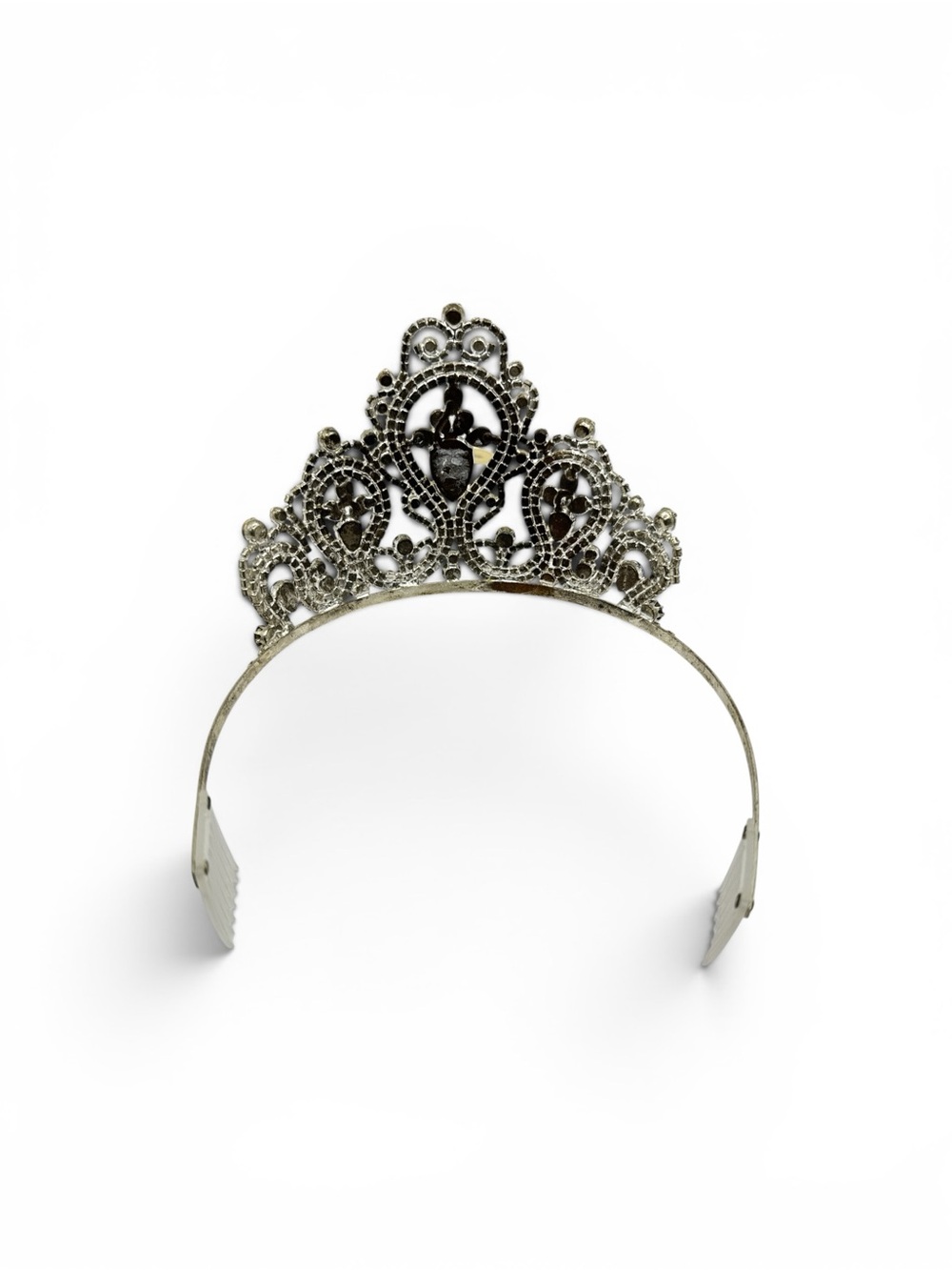 Vintage Blue Rhinestone Crown Tiara Prong Set Rhinestone Crown Prom Bridal - Picture 5 of 6